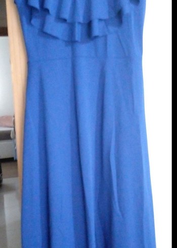 Kadın Lacivert Uzun Kollarsız V Yaka Elbise - Görsel 3