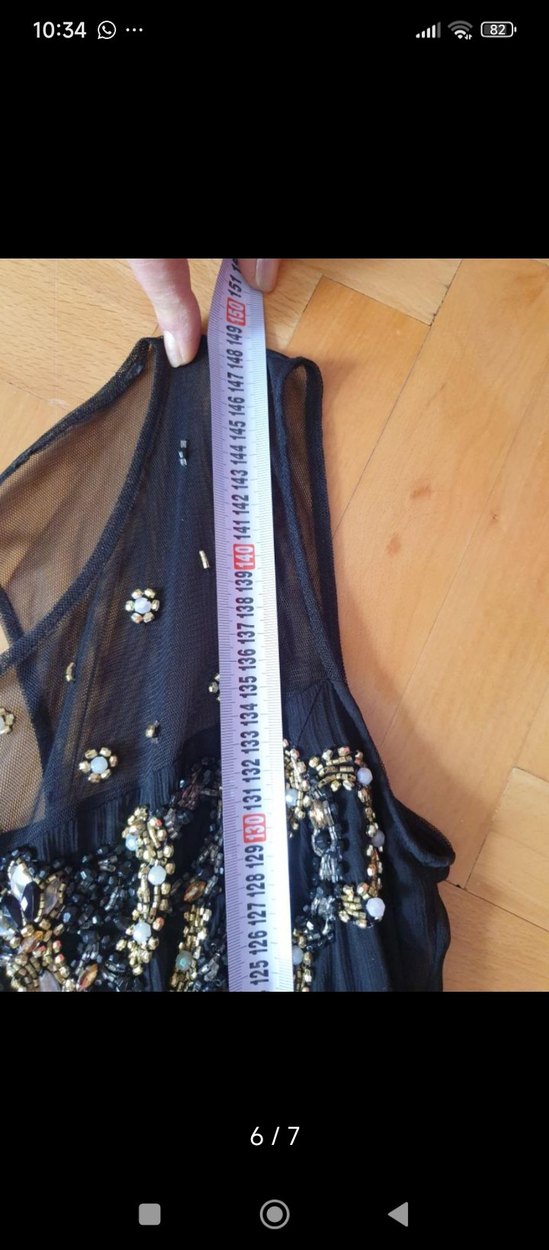 Boncuk İşlemeli Siyah Uzun Abiye Elbise - Görsel 2