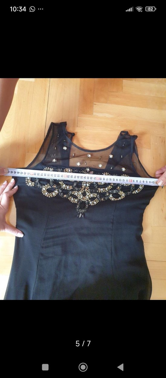 Boncuk İşlemeli Siyah Uzun Abiye Elbise - Görsel 3