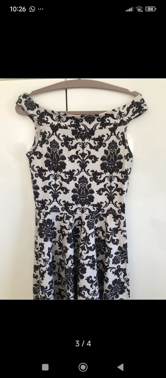 Gri Desenli Düşük omuzlu Midi Elbise - Görsel 3