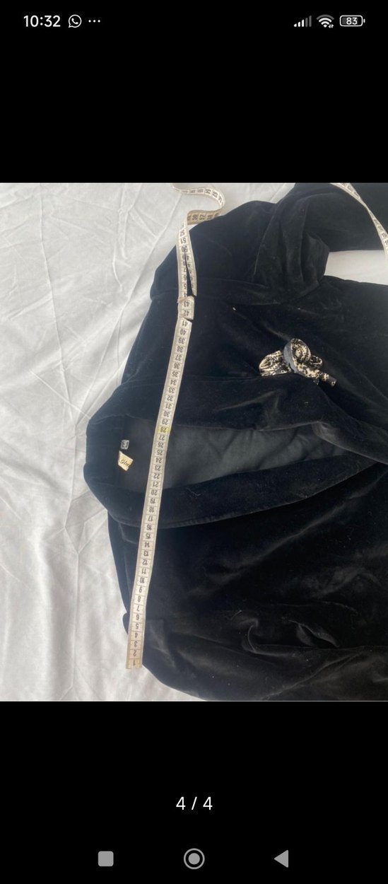 Düğmeli Siyah Süet Mini Kadın Blazer - Görsel 4