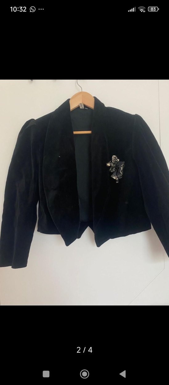 Düğmeli Siyah Süet Mini Kadın Blazer - Görsel 2