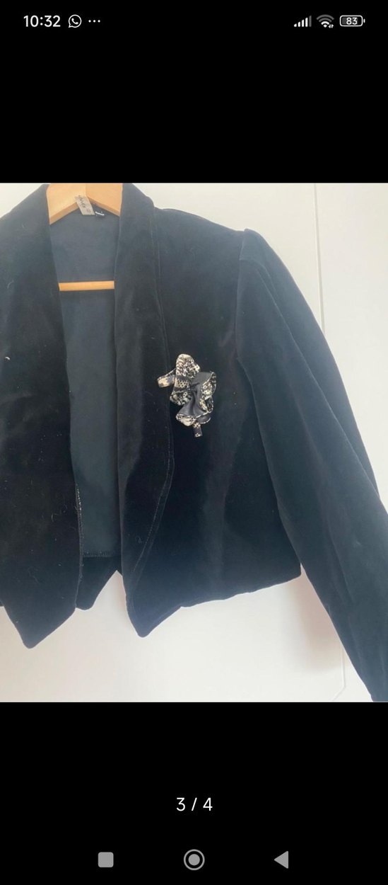 Düğmeli Siyah Süet Mini Kadın Blazer - Görsel 3