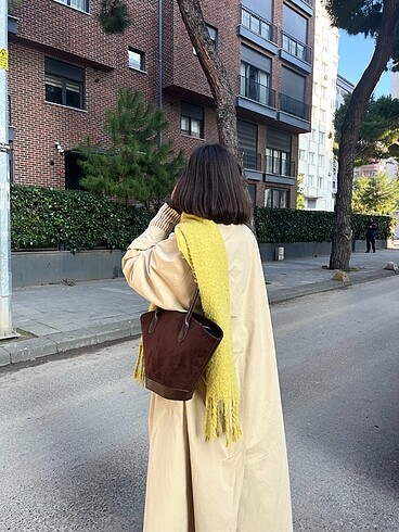 Beden HEYBEL Günlük Basic Tasarım Süet Omuz Çantası, Vintage Tasarım Ç