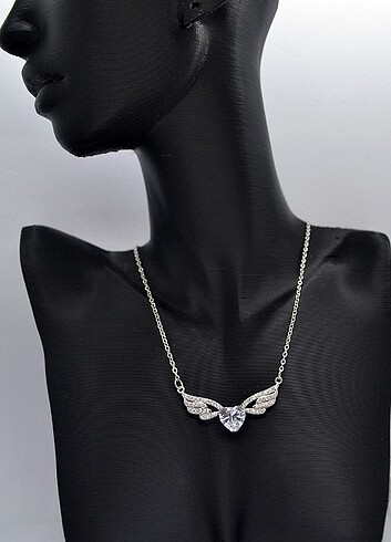 Çelik Silver Kanatlı Kalp Kolye 45 Cm