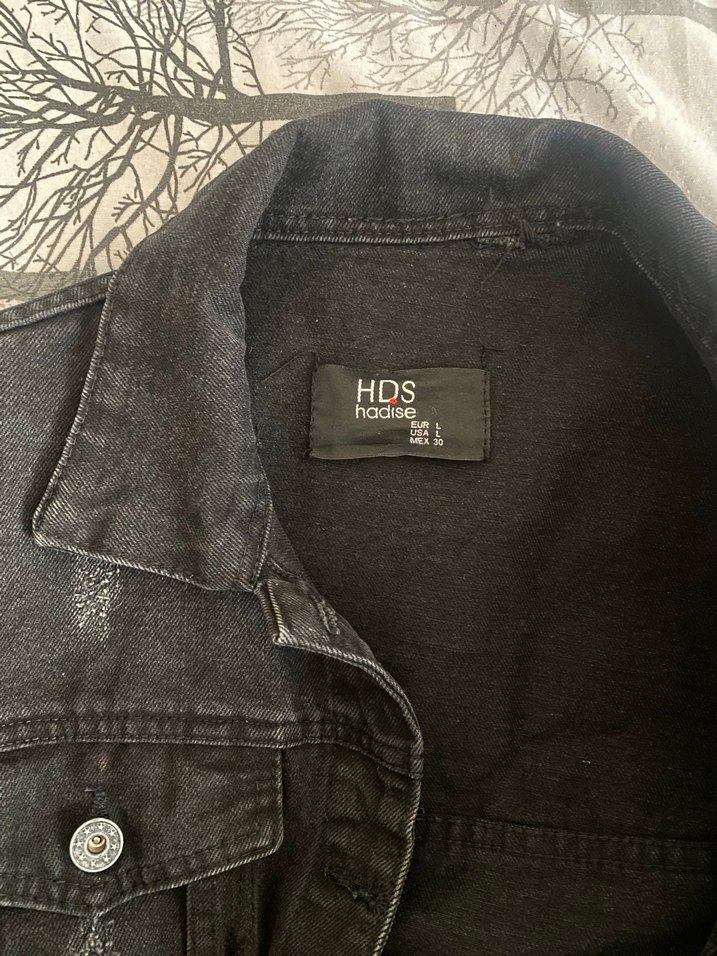 Düğmeli Siyah Midi Kadın Kot Ceket - Görsel 5