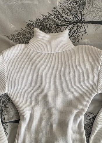 Beyaz Boğazlı İnce Triko Kadın Kazak - Görsel 3