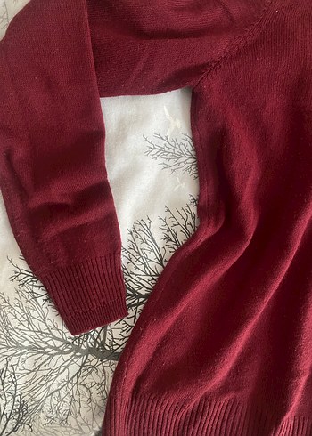 Bordo Boğazlı Kadın Kazak koton - Görsel 2