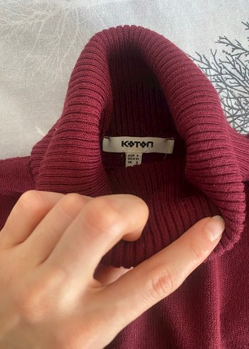 Bordo Boğazlı Kadın Kazak koton - Görsel 3