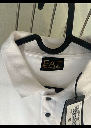 EA7 Erkek Beyaz Polo Yaka Tişört - Görsel 4