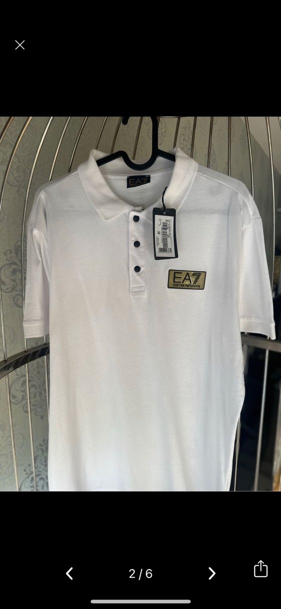 EA7 Erkek Beyaz Polo Yaka Tişört - Görsel 2