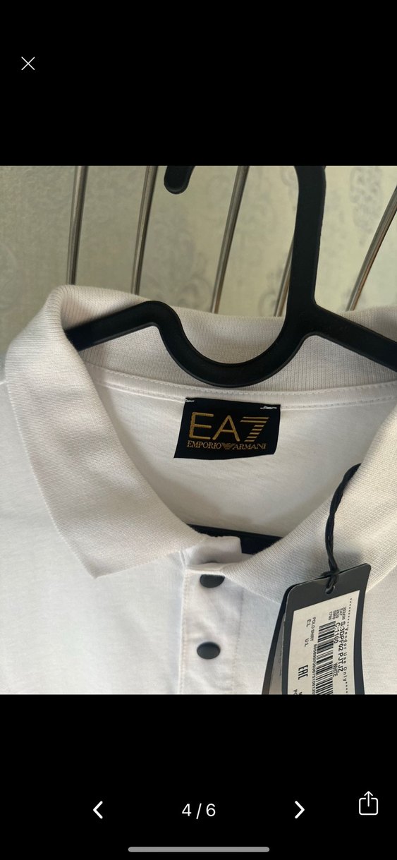 EA7 Erkek Beyaz Polo Yaka Tişört - Görsel 4