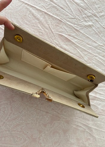 Bej Süet Kadın Clutch Çanta - Görsel 3