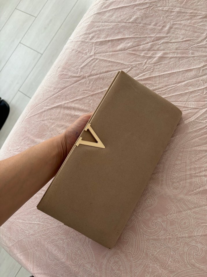 Bej Süet Kadın Clutch Çanta - Görsel 2