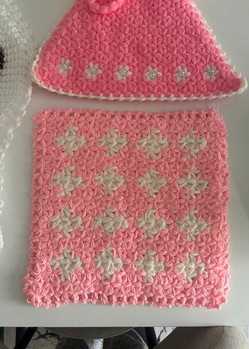 Pembe İşlemeli Örgü lifler - Görsel 4