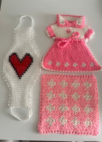 Pembe İşlemeli Örgü lifler - Görsel 3