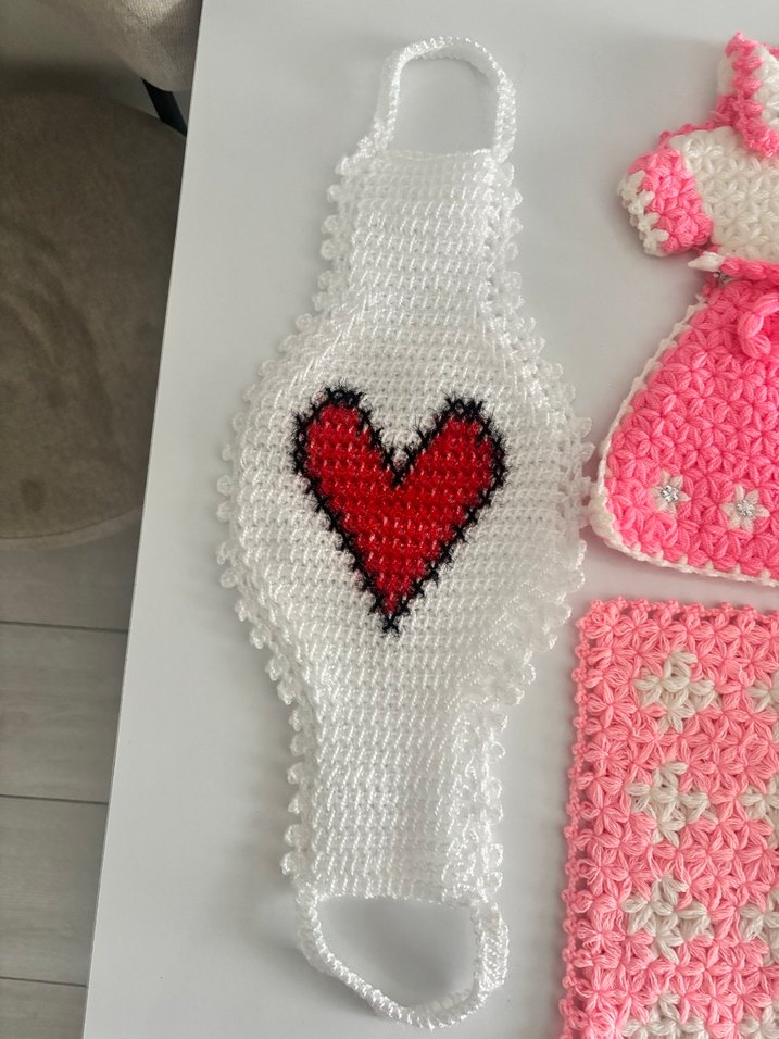 Pembe İşlemeli Örgü lifler - Görsel 5