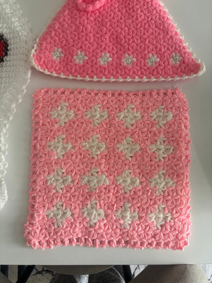 Pembe İşlemeli Örgü lifler - Görsel 4