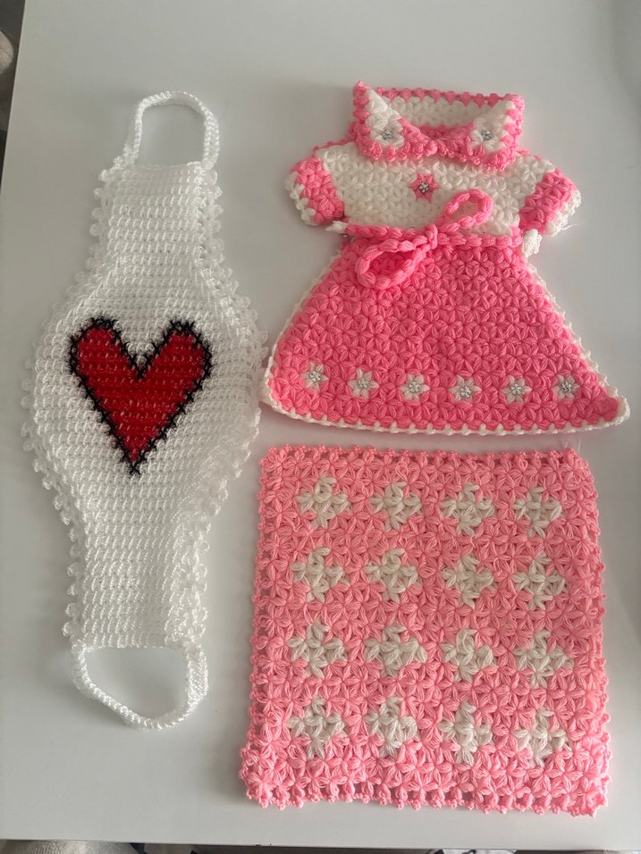 Pembe İşlemeli Örgü lifler - Görsel 3