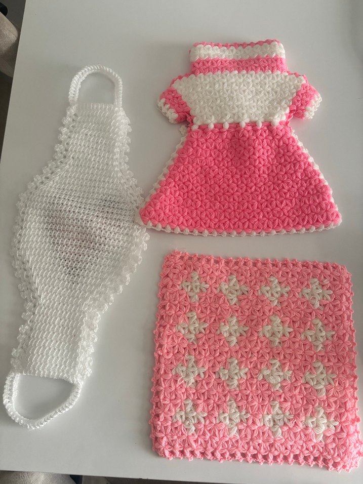 Pembe İşlemeli Örgü lifler - Görsel 2