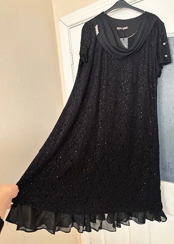 Siyah Drapeli Midi Gotik Elbise - Görsel 5