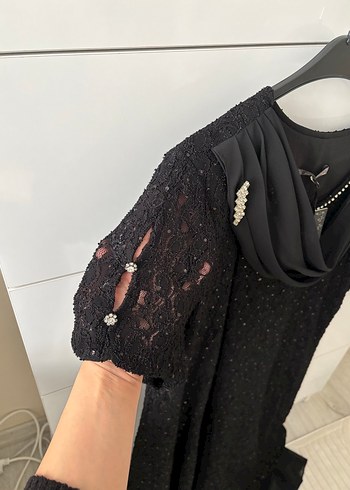 Siyah Drapeli Midi Gotik Elbise - Görsel 3