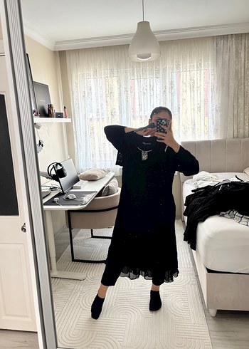 Siyah Drapeli Midi Gotik Elbise - Görsel 4