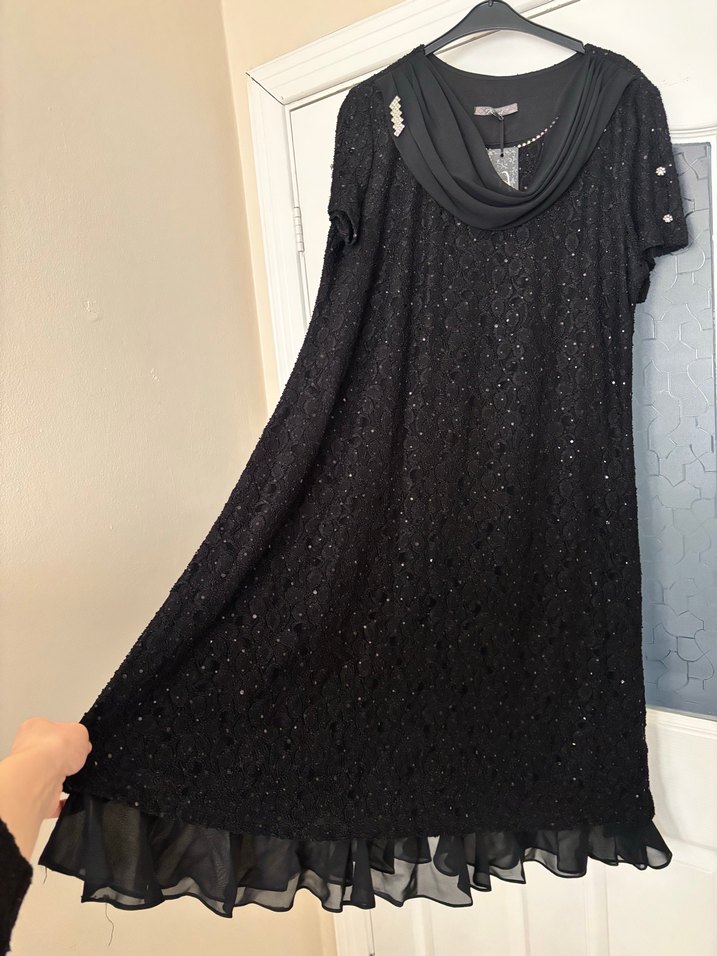 Siyah Drapeli Midi Gotik Elbise - Görsel 5