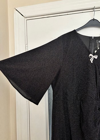 Drapeli Siyah Uzun Gotik Abiye Elbise - Görsel 3