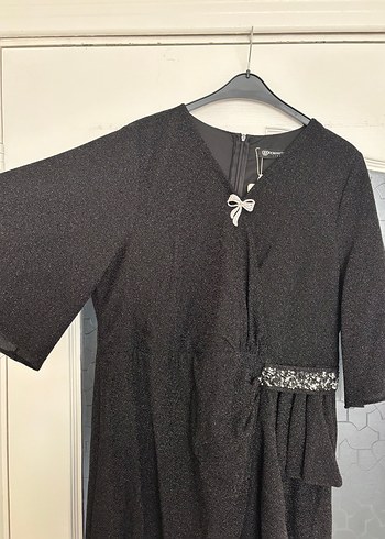 Drapeli Siyah Uzun Gotik Abiye Elbise - Görsel 4