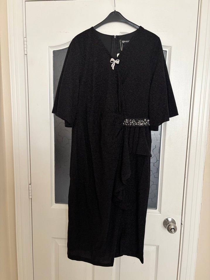 Drapeli Siyah Uzun Gotik Abiye Elbise - Görsel 2