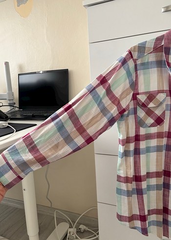 Çok Renkli Pamuklu Bohem Kadın Gömlek - Görsel 2