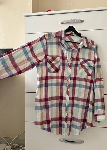 Çok Renkli Pamuklu Bohem Kadın Gömlek - Görsel 4