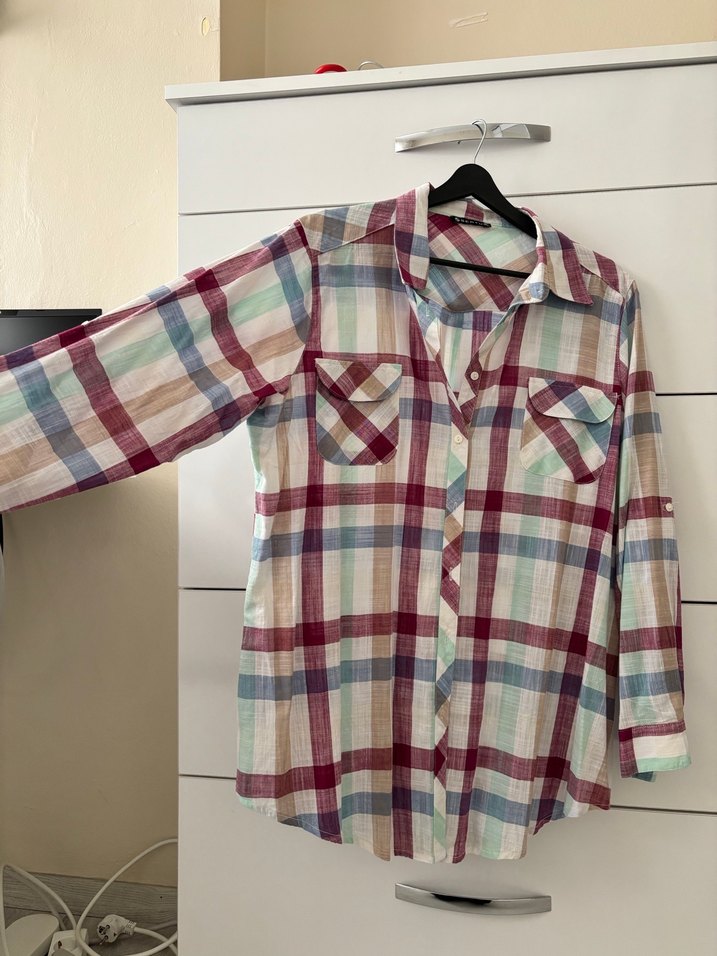 Çok Renkli Pamuklu Bohem Kadın Gömlek - Görsel 4