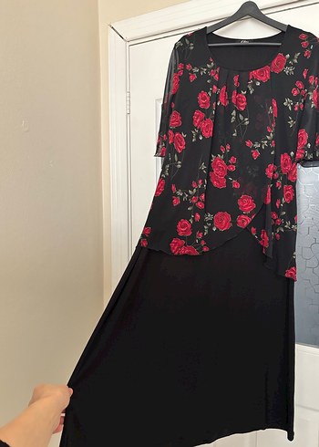 Siyah Gül Desenli abiye - Görsel 4