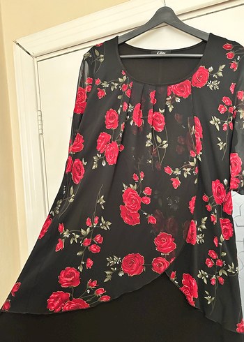 Siyah Gül Desenli abiye - Görsel 3