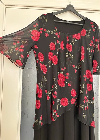 Siyah Gül Desenli abiye - Görsel 2