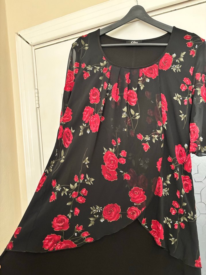 Siyah Gül Desenli abiye - Görsel 3