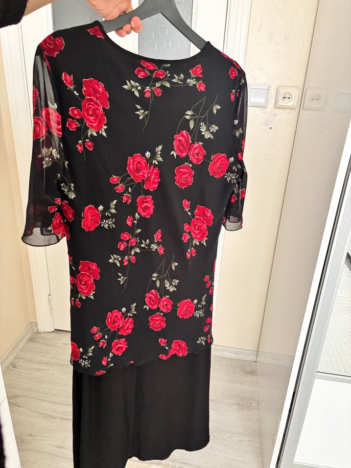 Siyah Gül Desenli abiye - Görsel 5