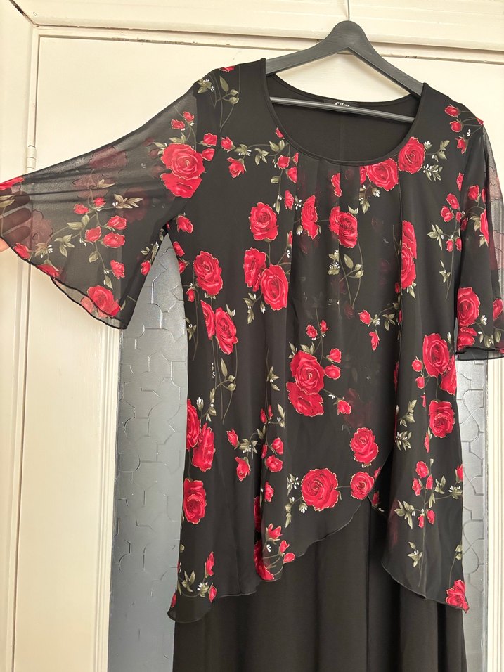 Siyah Gül Desenli abiye - Görsel 2