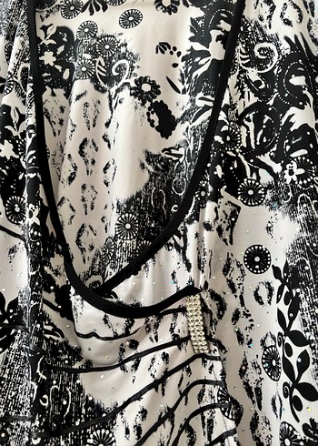 Bohem V Yaka Gri Drapeli bluz - Görsel 4