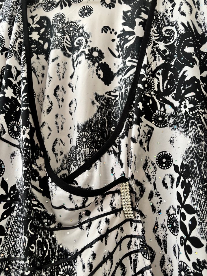 Bohem V Yaka Gri Drapeli bluz - Görsel 4