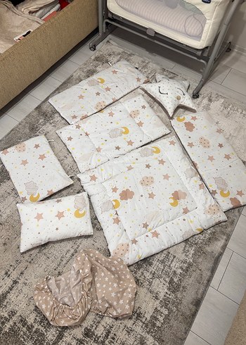 Nakışlı Bej Yıldız Desenli Çocuk Uyku Seti - Görsel 7