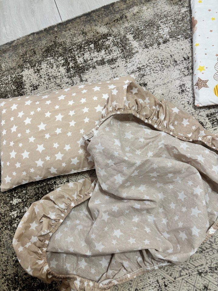 Nakışlı Bej Yıldız Desenli Çocuk Uyku Seti - Görsel 4