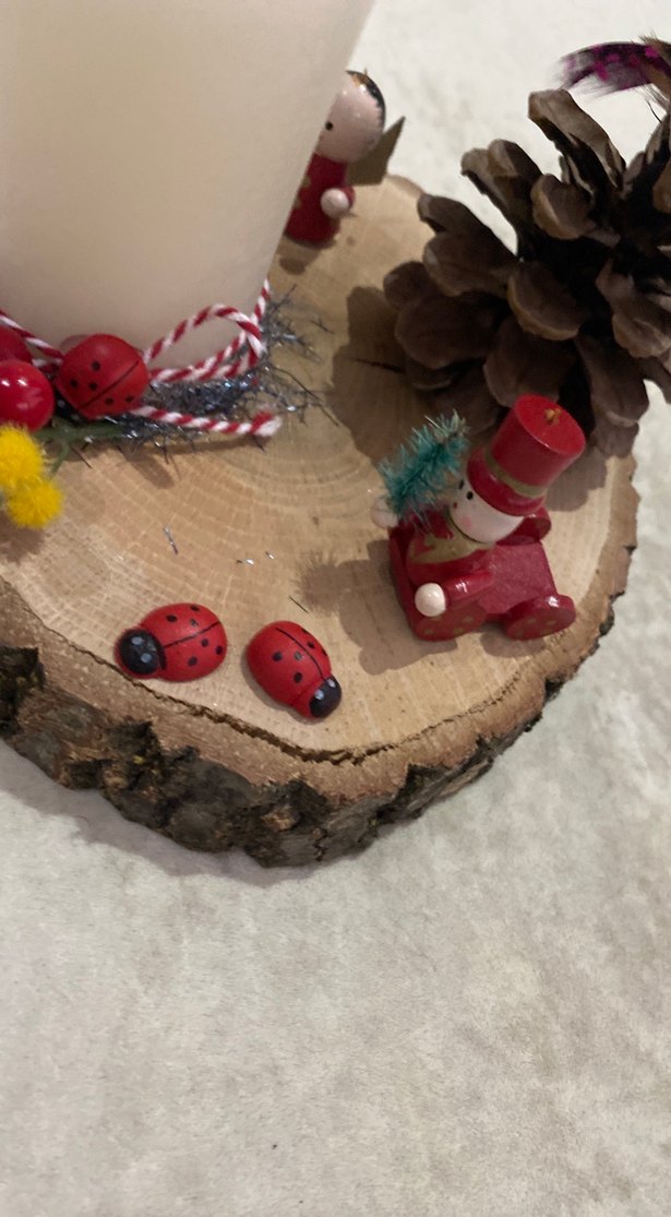 Beyaz Mum ve Ahşap Tabanlı Dekoratif Set - Görsel 2