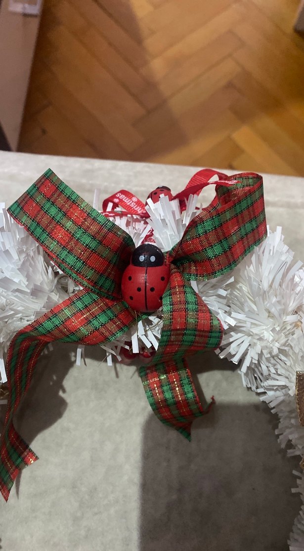 El yapımı Renkli Süslemeli Beyaz Yılbaşı Çelengi - Görsel 5