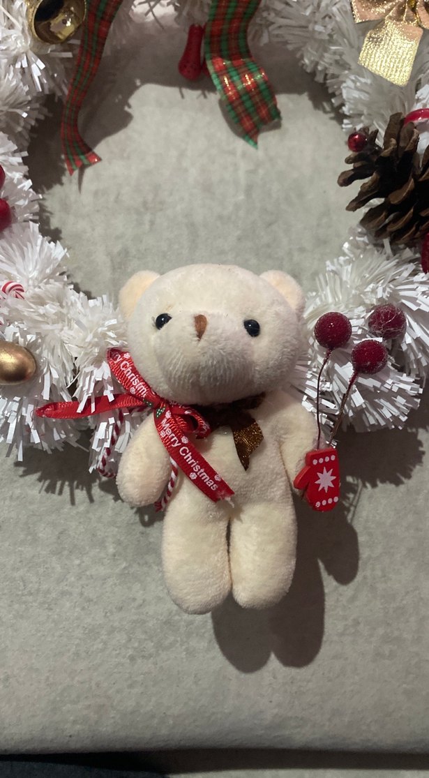 El yapımı Renkli Süslemeli Beyaz Yılbaşı Çelengi - Görsel 4