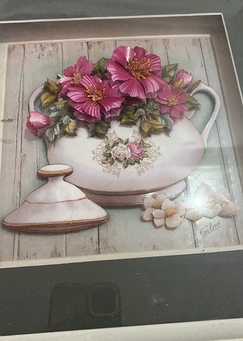 Pembe Çiçekli Gri Çerçeveli Tablo Seti - Görsel 5