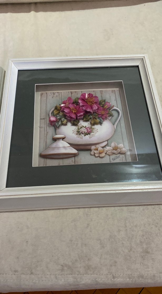 Pembe Çiçekli Gri Çerçeveli Tablo Seti - Görsel 3