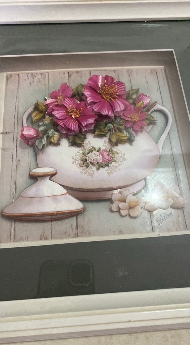 Pembe Çiçekli Gri Çerçeveli Tablo Seti - Görsel 5